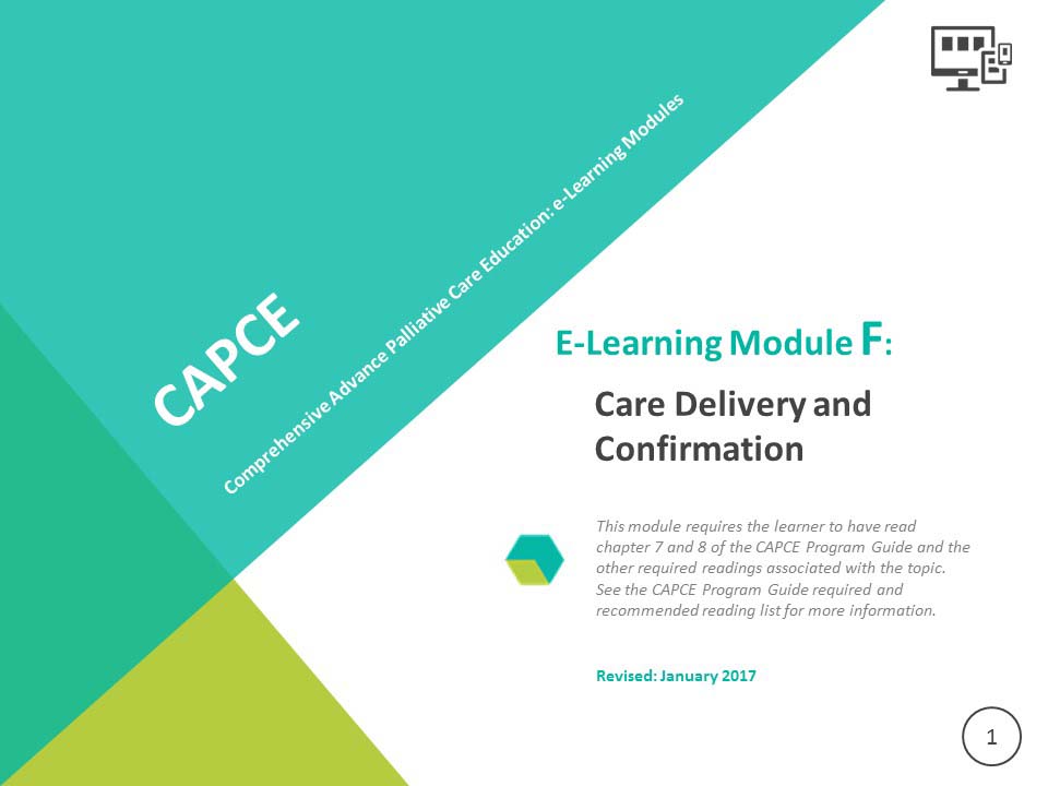 CAPCE e-Learning Module F